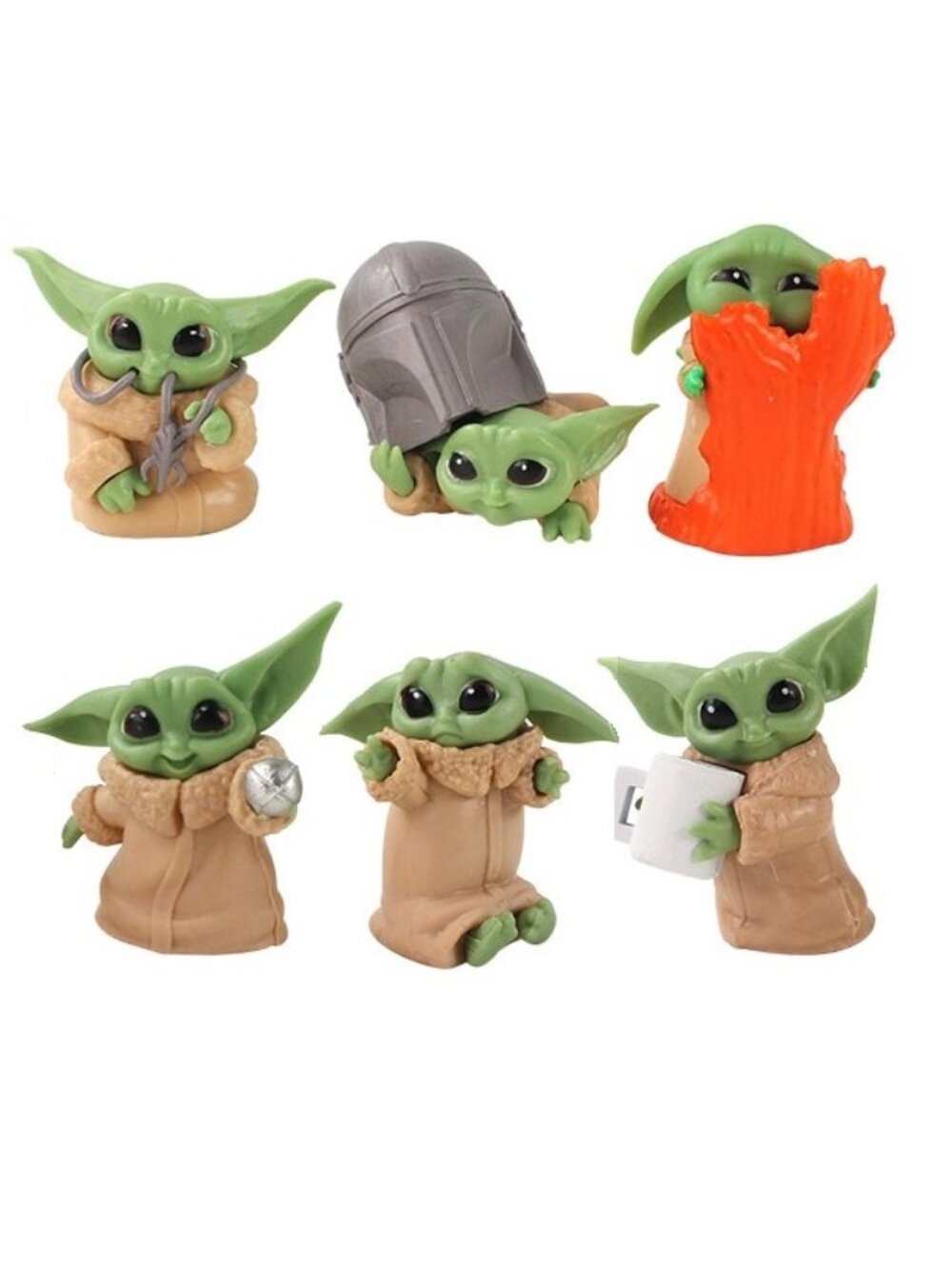 6pc Yoda Star Wars Baby Yoda Mandalorian Playset 6 Figure Cake Topper Toy Set